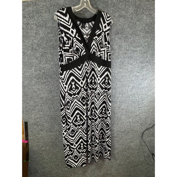 EN FOCUS  woman’s size 16 W 95% polyester 100% spandex, Black and white Maxi dre - Picture 10 of 16